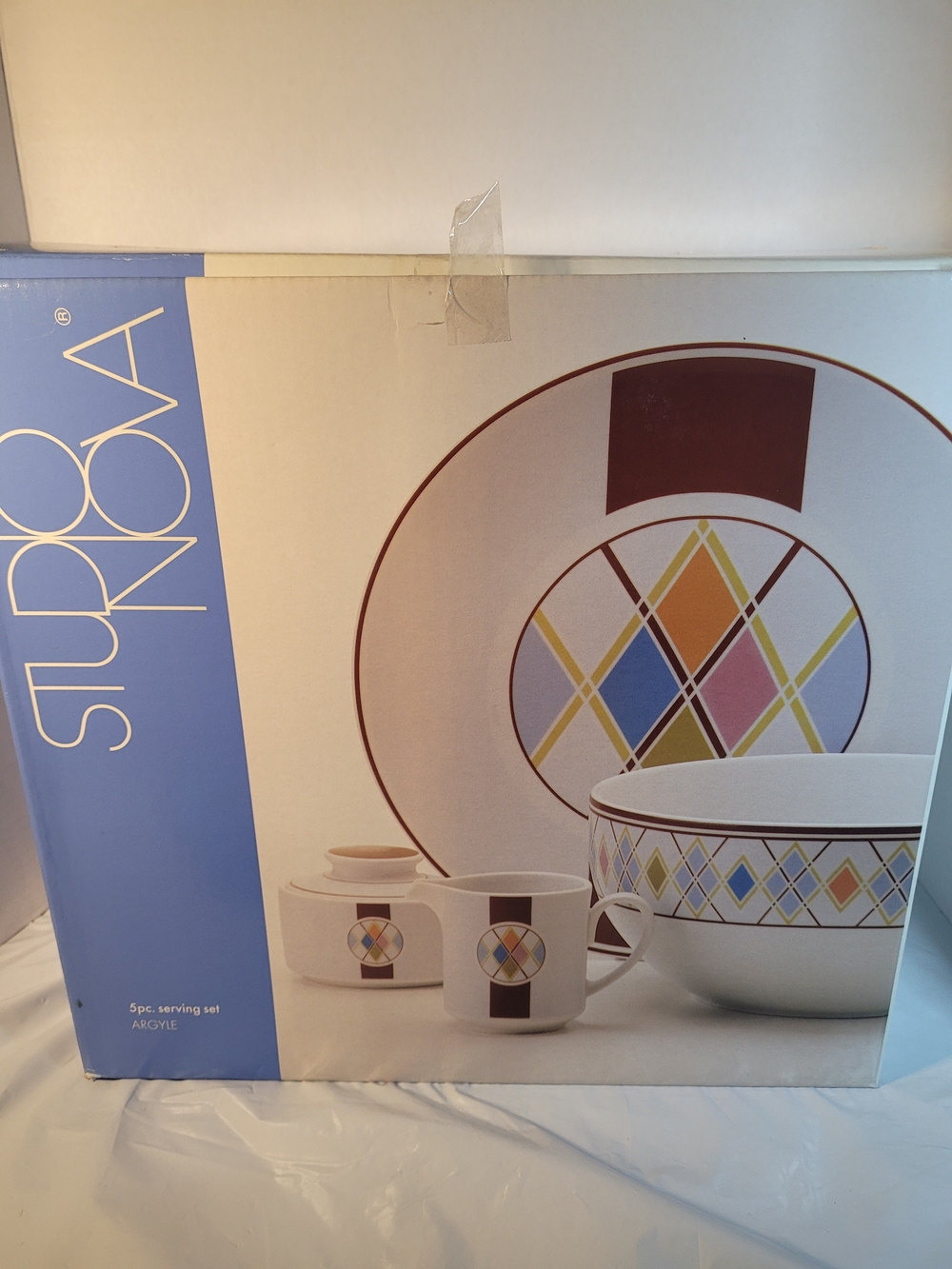Studio Nova 5 Pc. Serving Set Argyle New
